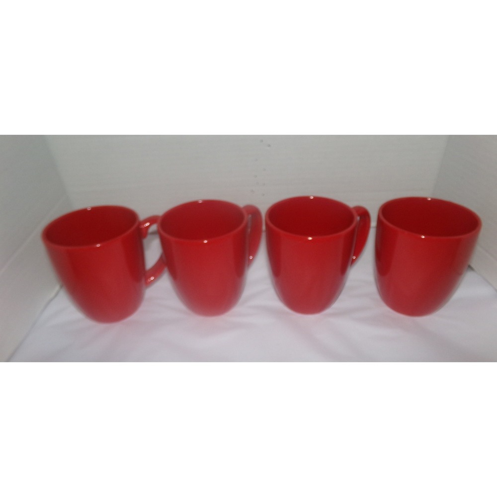 Corelle Red Stoneware Coffee Mugs Set of 4 Glossy SPRING PINK 11 oz